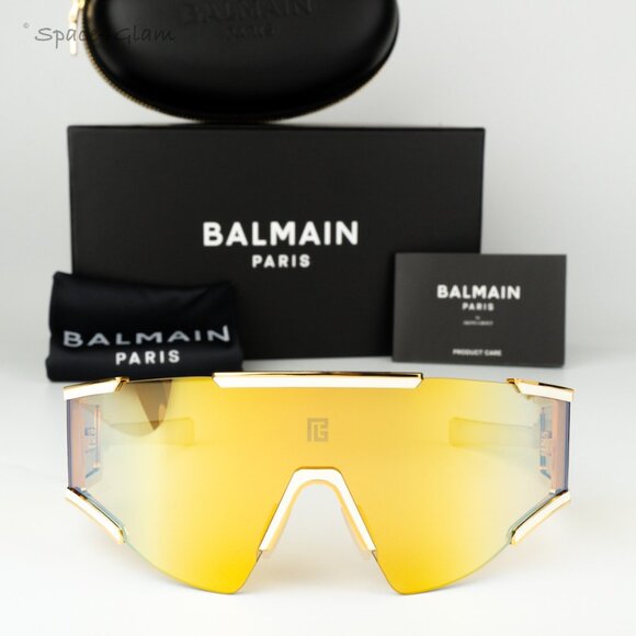 Balmain Men Sunglasses FLECHE BPS-138B-141 Gold Bronze Mirror Mask BRAND NEW - Picture 1 of 15